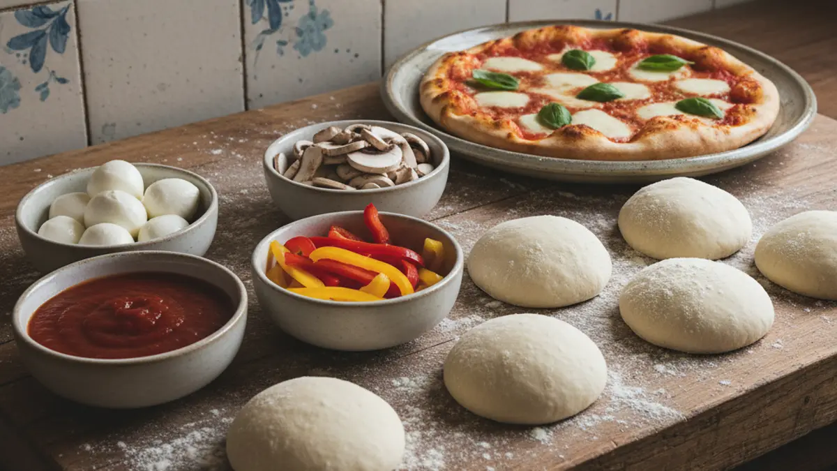 Schaaltjes met verse toppings en geraspte kaas op tafel